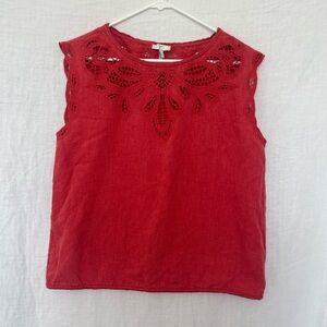 Joie cotton linen eyelet tank